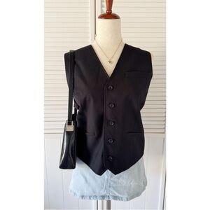 American Rag Black Buttoned Slim Fit Casual Vest